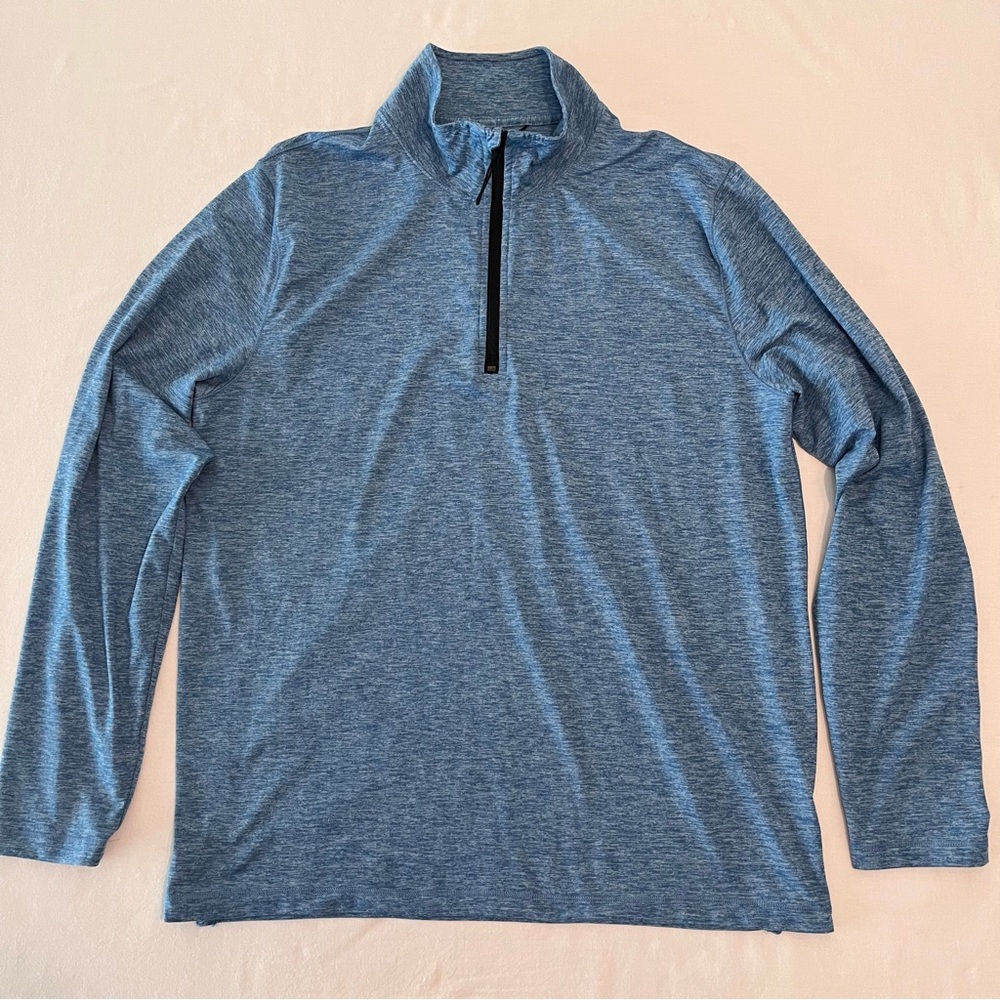 Abercrombie & Fitch Soft Air Knit Heather Blue Quarter Zip Activewear Pullover